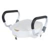 10cm Elevated Raised Toilet Seat for Elderly with Removable Padded Arms and Lid White Toilet Frame Lift Cover view 3