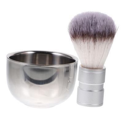 Didiseaon Beard Brush Set Shaving Bowl Double Layer Steel Bowl Insulated Mug Traditional Shaving Kit Random Color