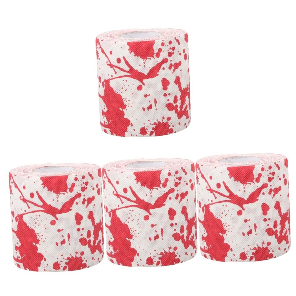 HAPINARY 4rolls Unique Halloween Decor Toilet Paper Bloodstain Design Bathroom Accessory Halloween Party Supplies