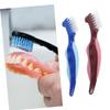BEBEMOKO Denture Cleaning Brush Double-Sided Toothbrush 2pcs Set Red and Blue Small Brushes for Elderly Denture Care and Braces Cleaning view 2