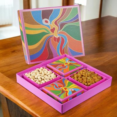 Ghasitaram Gifts Jaiccha Pink Box of 4 Dryfruits|Gift for Diwali,Holi,Valentine,Birthday,Anniversary,Gift for Her,Him,Mothers Day,Fathers Day|