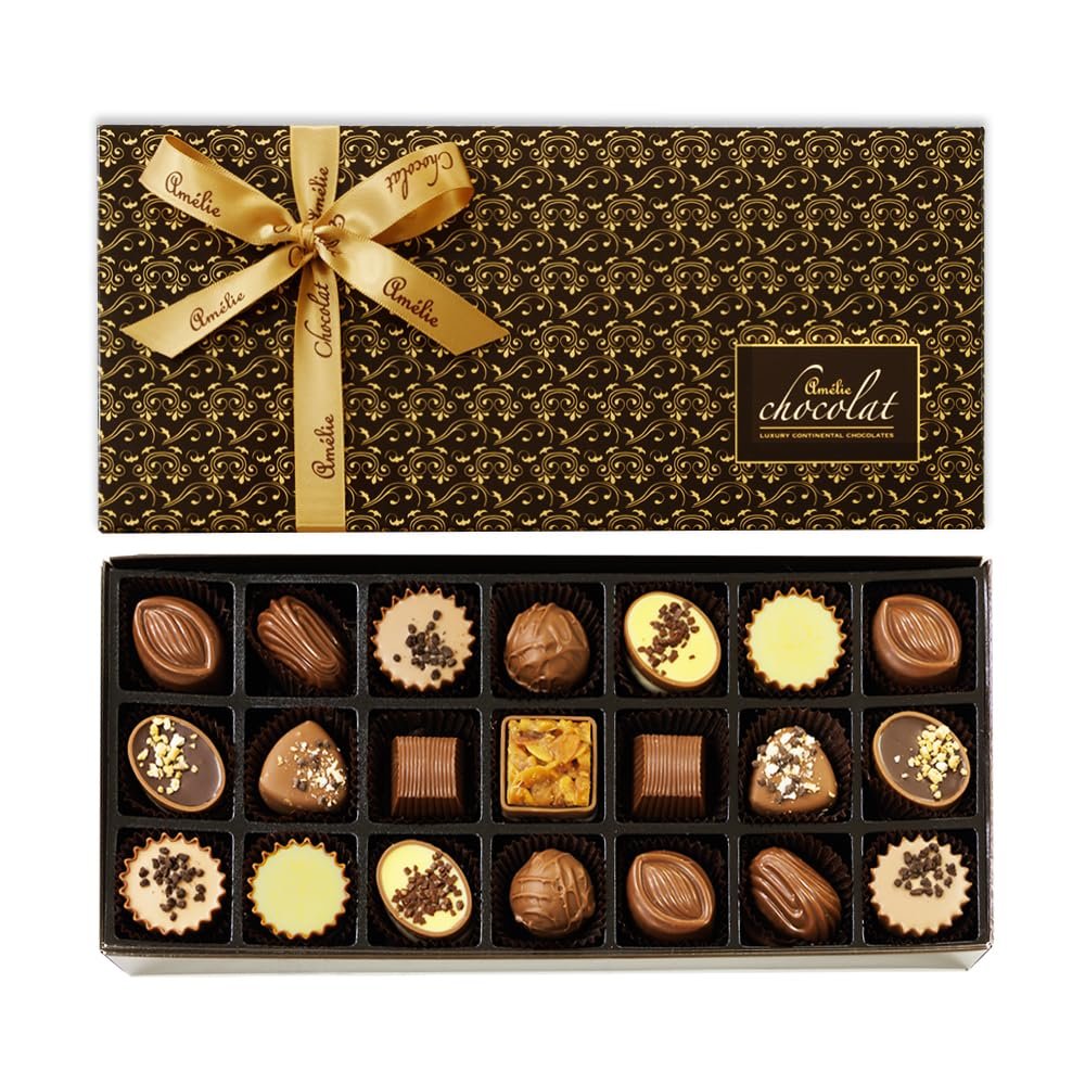 Amelie Chocolat Luxury Collection | Luxury Handmade Chocolates | Adult Chocolate Gifts | 21 All Milk Chocolates | Belgian Chocolate Gifts | Chocolate Fillings | Pralines | Ganache