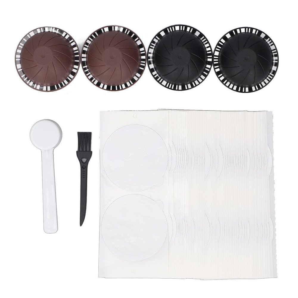 Aluminum Foil Coffee Capsule Sticker Lids for Reusable Pods, 100 Foils, 4 Capsules, Pods Kit, Temperature Resistant Eco-Friendly Sealing, Rich Oils
