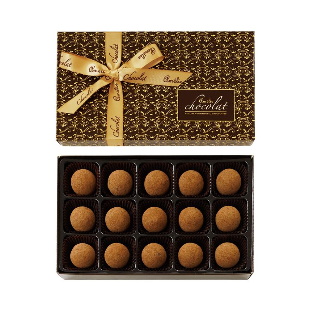Amelie Chocolat Luxury Collection | Luxury Handmade Chocolates | Adult Chocolate Gifts | 15 Salted Caramel Truffles | Swiss Chocolate Gifts | Salted Caramel Fillings | Ganache | Filled Truffle