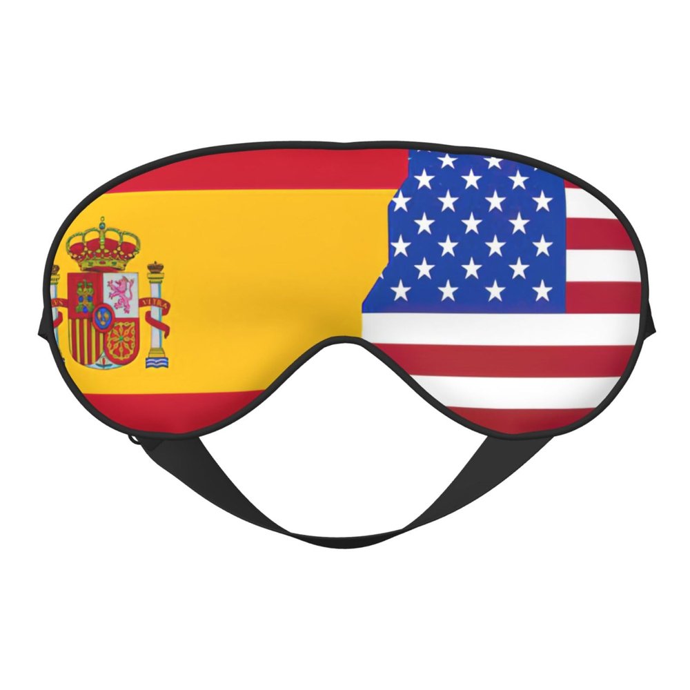American Spain Flag Print Sleep Mask,Night Blindfold, Soft Eye Shade Cover for Women Men,for Travel Nap Meditation