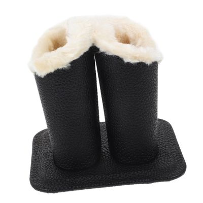 GLEAVI Double Slot Eyeglasses Holder Stand to Keep Your Eyeglasses Safe with Plush Lining Stylish Black and Pu Leather Material Glasses Display Case and Protect Your Glasses for Home