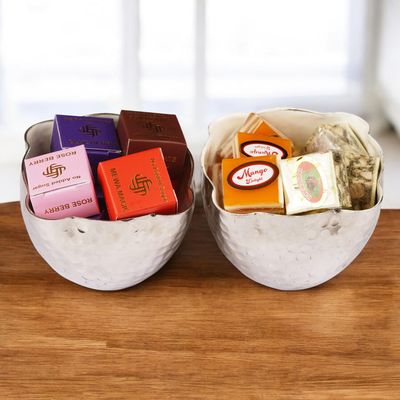 Ghasitaram Gifts Jaiccha Silver Bowls with Bites |Gift for Diwali,Holi,Valentine,Birthday,Anniversary,Gift for Her,Him,Mothers Day,Fathers Day|