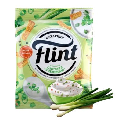 Flint Bread Crisps Flavoured Snacks 70g (Pack of 12) (Sour Cream with Herb Flavour)