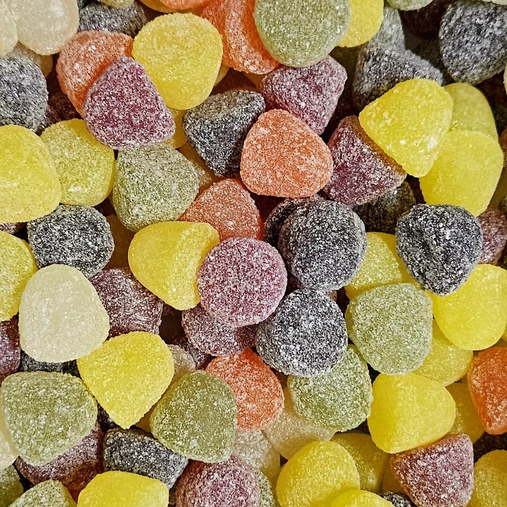 Taveners Retro Fruit Flavour Pick & Mix Sweets In Silver Foil Gift Pouch (American Hard Gums, 500g)