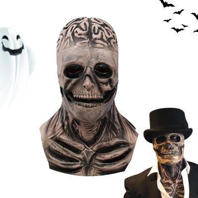 Halloween Scary Latex Headwear - Human Skeleton Face Covering,Breathable Realistic Scary Face Cover for Fancy Dress, Festivals, Cosplay