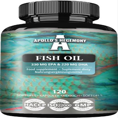 Fish Oil 1000mg - High Dose Omega 3 with 330mg EPA and 220mg DHA - 120 Softgel Capsules - 4 Months Supply - Unsaturated Fatty Acids (EFAs) - Supports Heart and Brain Health - by Apollo's Hegemony