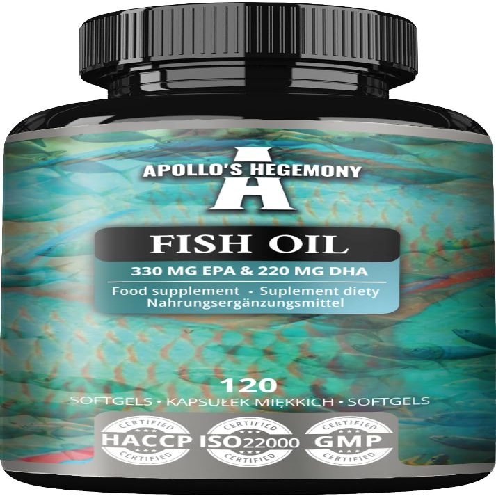 Fish Oil 1000mg - High Dose Omega 3 with 330mg EPA and 220mg DHA - 120 Softgel Capsules - 4 Months Supply - Unsaturated Fatty Acids (EFAs) - Supports Heart and Brain Health - by Apollo's Hegemony