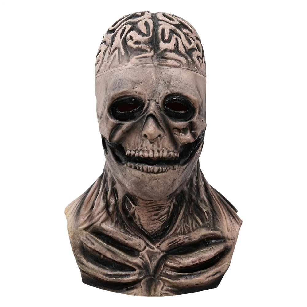 Latex Human Skeleton Face Covering - Human Full Skull Headwear Cover,Scary Full Skull Face Masque Halloween Costume for Fancy Dress, Festivals, Halloween