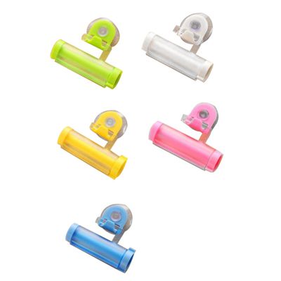 Healvian 5pcs Rolling Toothpaste Squeezer Dispenser Suction Cup Wall Mount Holder for Bathroom Home Travel Hygiene Random Color