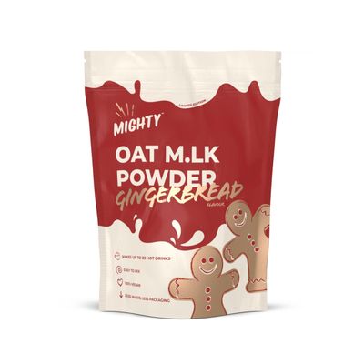 MIGHTY Gingerbread Oat M.LK Powder, (300g Bag, Makes Up To 30 Hot Drinks), Vegan Coffee Creamer, Ideal for Christmas, Replicating your favourite coffee at home