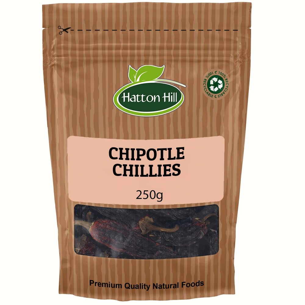 Dried Whole Chipotle Chillies 250g by Hatton Hill | Smoky, Perfect for Authentic Flavour & Heat