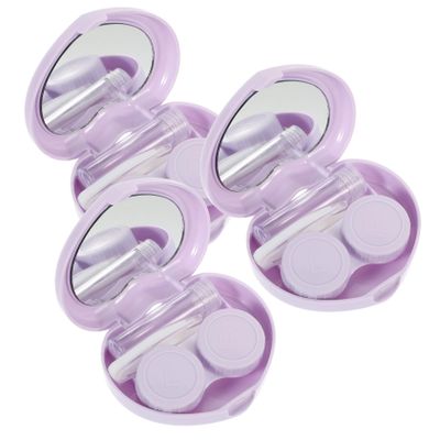 FRCOLOR 3 Sets Mini Contact Lens Holder Box with Mirror Portable Travel Lens Case Kit Lightweight Pp Material Suitable for Outdoor Use and Can Be Put in Bag Or Backpack