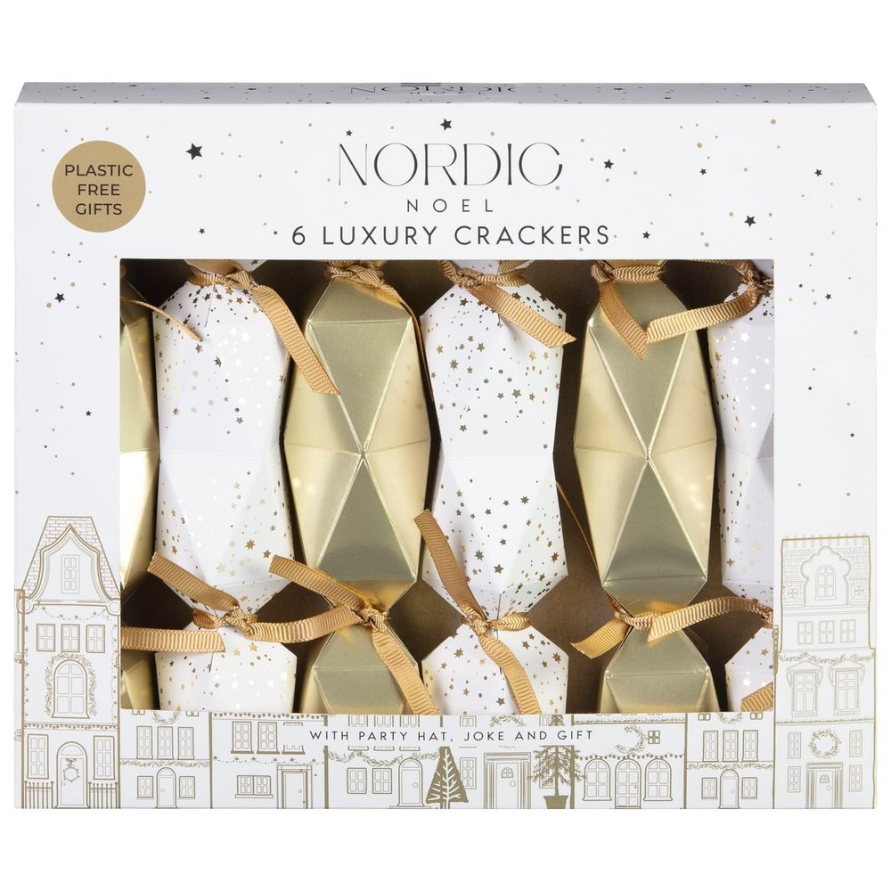 Hexagonal Luxury Crackers 6 X 8" - Take Your Festive Celebrations To Elegant New Heights With These Nordic Noel Hexagonal Luxury Crackers.