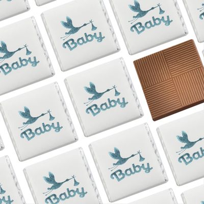Burmont's Premium Gender Reveal Baby Shower Christening BOY Chocolate Neapolitans (25 Chocolates)