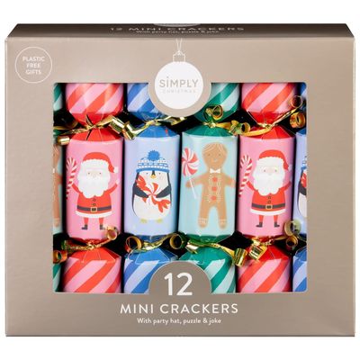 Christmas Mini Crackers 12pk - Bring The Festive Fun To Your Dining Table Or Christmas Tree With These Simply Christmas Crackers - Size: 6.5" (Approx.)