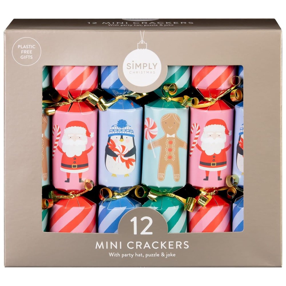 Christmas Mini Crackers 12pk - Bring The Festive Fun To Your Dining Table Or Christmas Tree With These Simply Christmas Crackers - Size: 6.5" (Approx.)