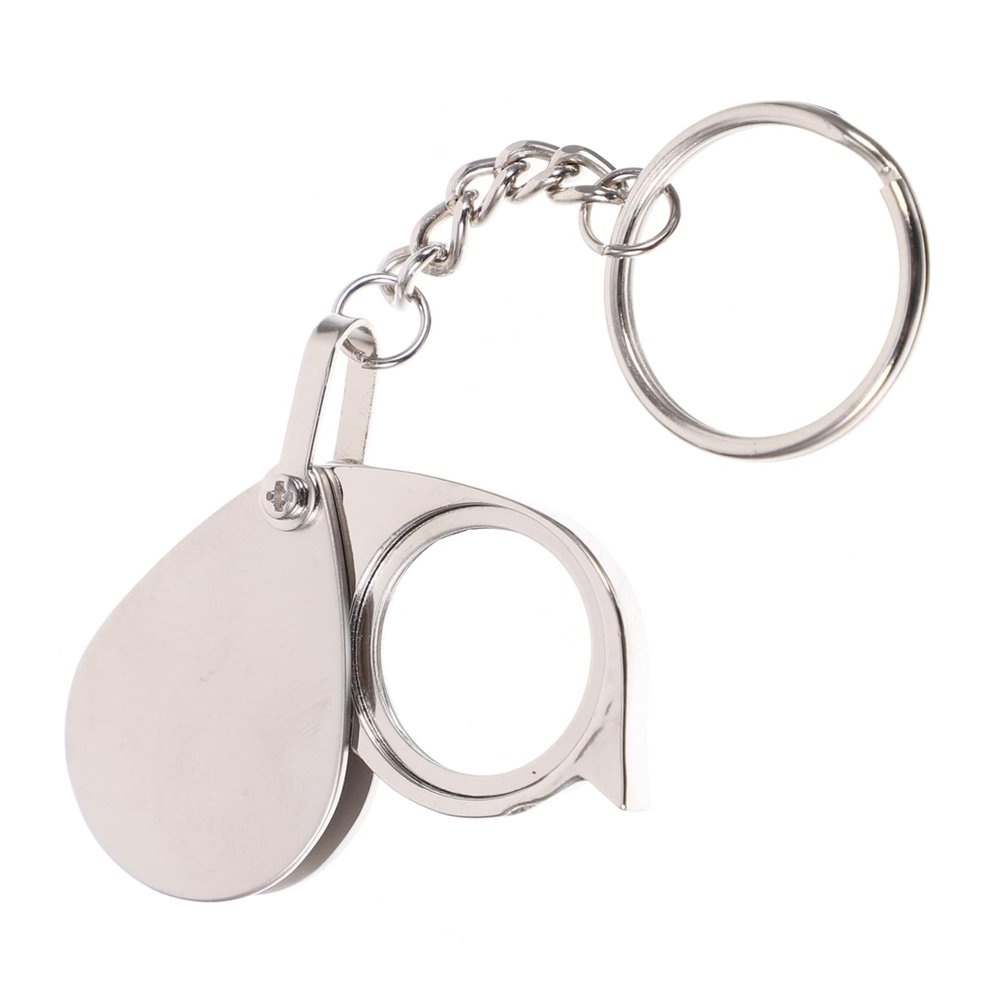 FRCOLOR Portable Foldable Magnifier Keychain Loupe Magnifying Keyrings for Reading Text Keychain Magnifier for Keys Foldable to Carry in Pocket Bag
