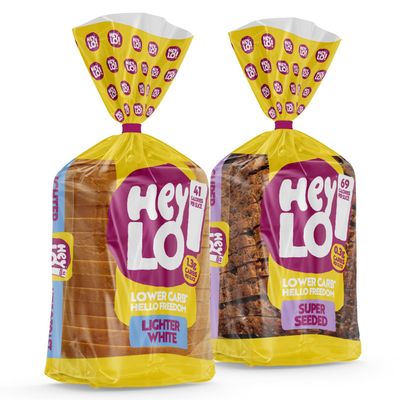 HeyLO Low Carb Keto Bread, 1 x White, 1 x Seeded, High Protein & Fibre