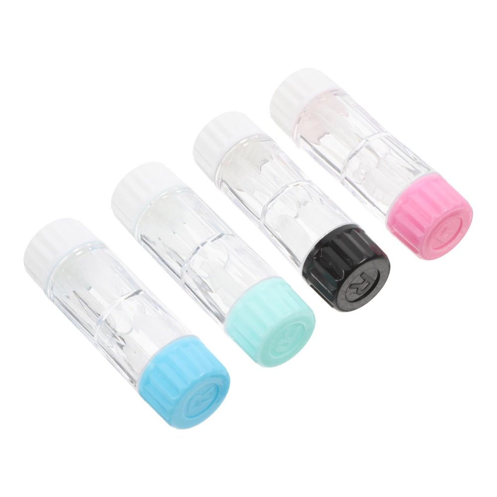 Beavorty 4-Pack Rgp Case Set Hard Storage Box in Black Green Blue and Pink Mirror Portable Travel Container for Easy Eye Care