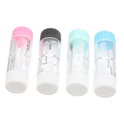 FRCOLOR Travel Rgp Lens Storage 4pcs Hard Protective Mini Case Cosmetic Container Holder for Contact Lens Use Black Green Blue Pink