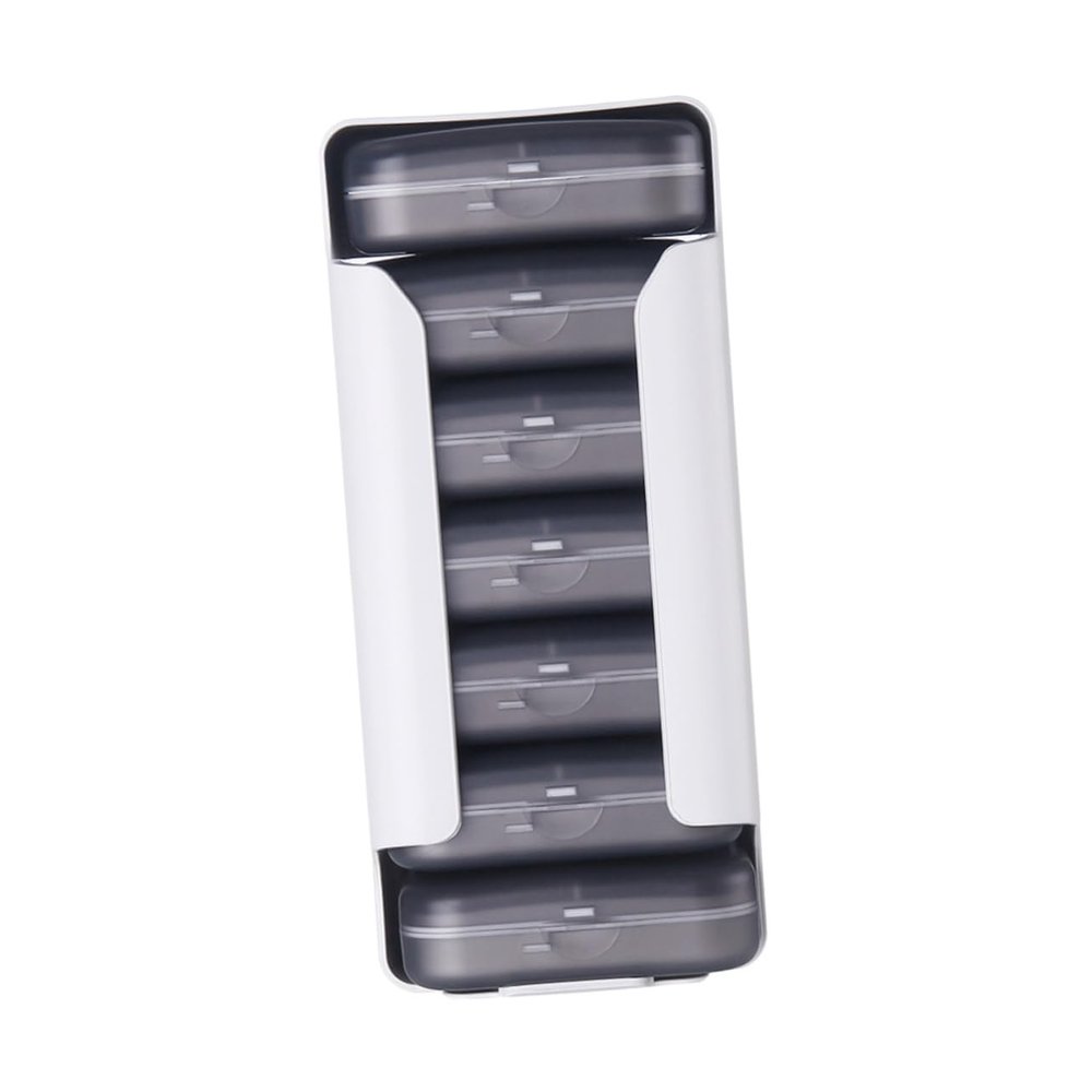 minkissy Portable Medicine Organizer 28-Grid Weekly Pill Box 7-Layer Storage Case Grey