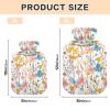 Hot Water Bottle with Soft Cover Pastel Colors Wildflowers Reusable Hot Water Bag Removable Hot Cold Pack for Pain Relief Bed Hand Feet Warmer 1 Liter view 2
