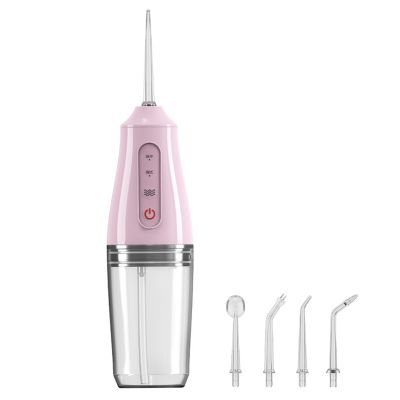 Dentaire Hydropulseur Portable,Jet Dentaire Power,3 Modes et 4 Buses,Rservoir D'eau de 230ml,Idal Pour liminer Les Dbris Alimentaires et Nettoyer Les Dents,Blanc/Rose (Pink)