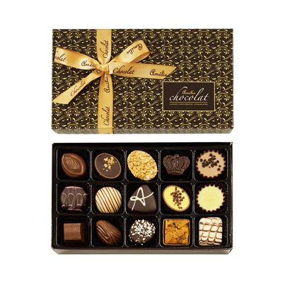 Amelie Chocolat Luxury Collection | Luxury Handmade Chocolates | Adult Chocolate Gifts | 15 Assorted Chocolates | Belgian Chocolate Gifts | Chocolate Fillings | Chocolate Pralines | Chocolate Ganache