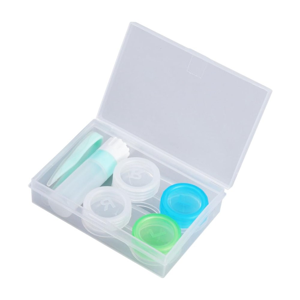 Beavorty 2pc Lens Case Storage Jar Double Boxes for Contacts Glasses Pouch Lens Holder Beautiful Replacement Every Months