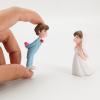2pcs Cake Topper Miniature Scene Figure Sand Table Rustic Decoration Bride And Groom Figurine Wedding Cake Doll Engagement (Blue and White) view 4