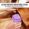 No Leak Partial Denture Case Retainer Bath Box Cup, Denture Soaking Cup False Teeth Holder Box Case with Strainer Basket and Brush (Transparent Purple) view 2