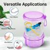 No Leak Partial Denture Case Retainer Bath Box Cup, Denture Soaking Cup False Teeth Holder Box Case with Strainer Basket and Brush (Transparent Purple) view 4