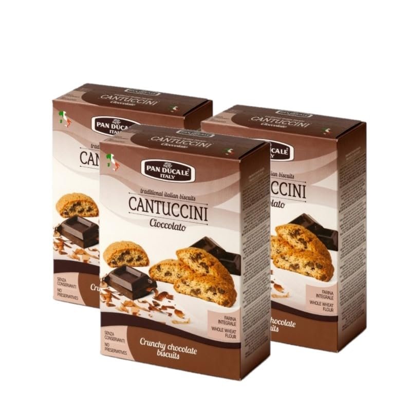 Pan Ducale - Cantuccini with Chocolate - Traditional Italian crunchy biscuits - 3 x 200 g