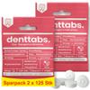 Denttabs Toothbrush Tablets Strawberry Flavour 2 x 125 Pieces The Complete Alternative to Toothpaste, Fluoride-Free for Children and Adults, Vegan Plastic-Free without Preservatives. Compostable Bag view 1