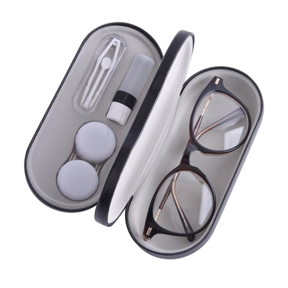 Healvian Double Layers Glasses Case for Eyewear Protector Compact Flat Design Sunglasses Box Stylish Eyeglasses Case Without Glasses Included