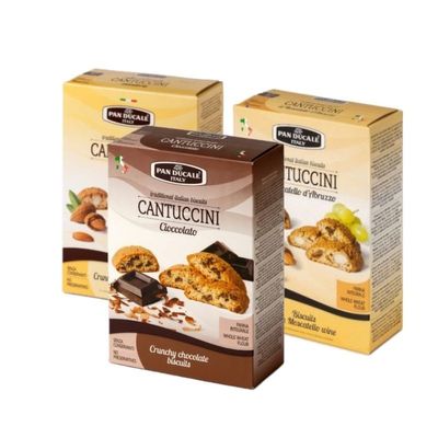 Pan Ducale - Cantuccini with Almonds, Chocolate and Moscatello - Traditional Italian crunchy biscuits - 3 x 200 g