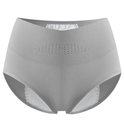 Period Panties Heavy Flow Absorbent Leak Proof Crotch Extra Protection Teenage Girls Briefs Cotton Underwear Soft Knickers Gray XXL