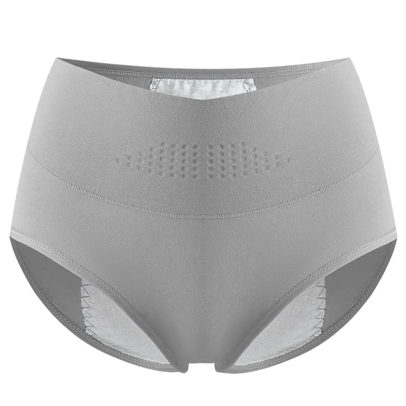 Period Panties Heavy Flow Absorbent Leak Proof Crotch Extra Protection Teenage Girls Briefs Cotton Underwear Soft Knickers Gray XXL