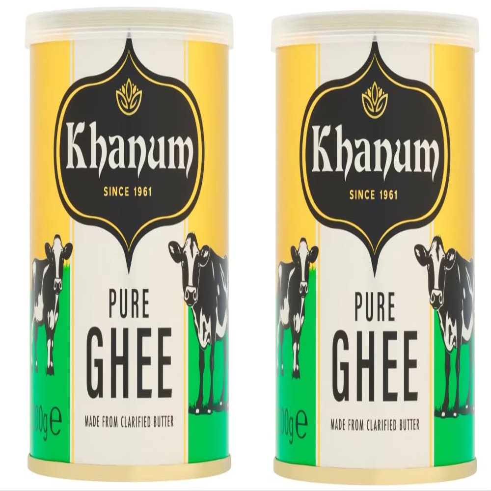 Khanum Pure Butter Ghee 200g | Premium Clarified Butter | Rich in Flavor & Aroma | Ideal for Cooking, Frying, & Baking | 100% Natural & Gluten-Free | High Smoke Point (Pack of 2)