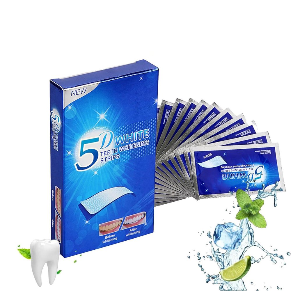 Elunara Teeth Whitening Strips, 5d White Teeth Whitening Strips, Express Teeth Whitener Strips, Effective Teeth Reduced Sensitivity White Strips, No Sensitivity, Travel-Friendly (1)