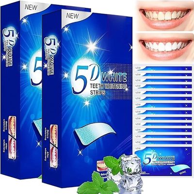 Elunara Teeth Whitening Strips, 5d White Teeth Whitening Strips,Elunara Teeth Cleaning Strips,Teeth Whitener Strips,Diamond Dissolving Whitening Strips,No Sensitivity, Travel-Friendly (2)