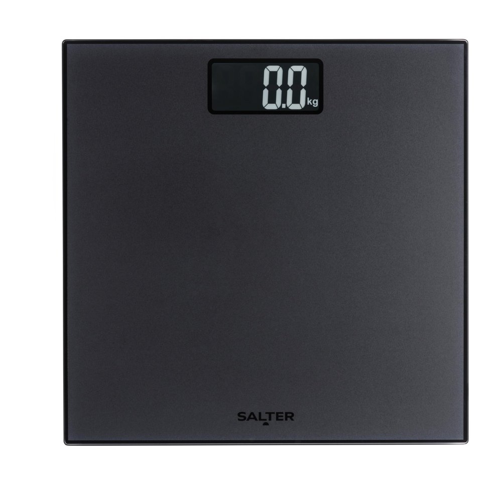Salter Frosted Matt Bathroom Scale Electronic Digital Bodyweight Scale, 180kg/28st 3lb, LCD Easy Read Display, Step On Instant Accurate Readings, Neat Slim Storage, Includes Battery, SA00599CFEU12