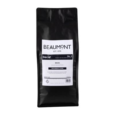 Beaumont No.4 Grind Coffee Roasted Beans Decaf 1kg - Flavour Notes: Cocoa, Caramel, Praline HS535