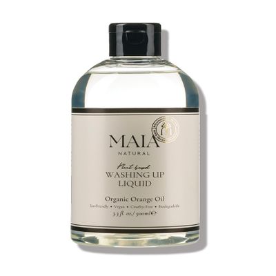 MAIA NATURAL Eco-Friendly Washing-Up Liquid 500ml | Vegan & ECOGARANTIE Certified | Non-Toxic Plant-Based Biodegradable Formula | Suitable for Sensitive Skin | Organic Certified Essential Orange Oil