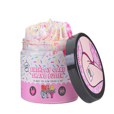 Mallows Beauty Birthday Cake Shave Butter Luxuriously Rich, Nourishing Balm with Shea Butter & Grapeseed Oil to Soothe Razor Rash, Ingrown Hairs & Deliver SilkySmooth Skin